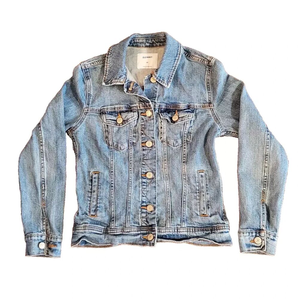 Old Navy Jean Jacket Womens XS Retro 90s Light Wash Denim Button Front